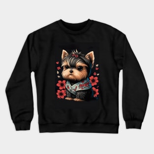 Super Cute Yorkshire Terrier Puppy Portrait - Japanese style Crewneck Sweatshirt